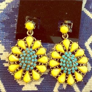 Yellow and Turquoise drop earrings